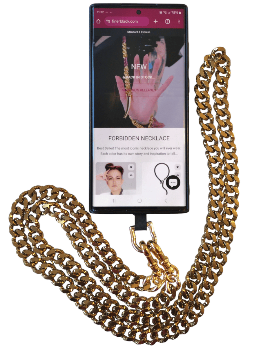 glamorous phone chain strap charm bronze gold