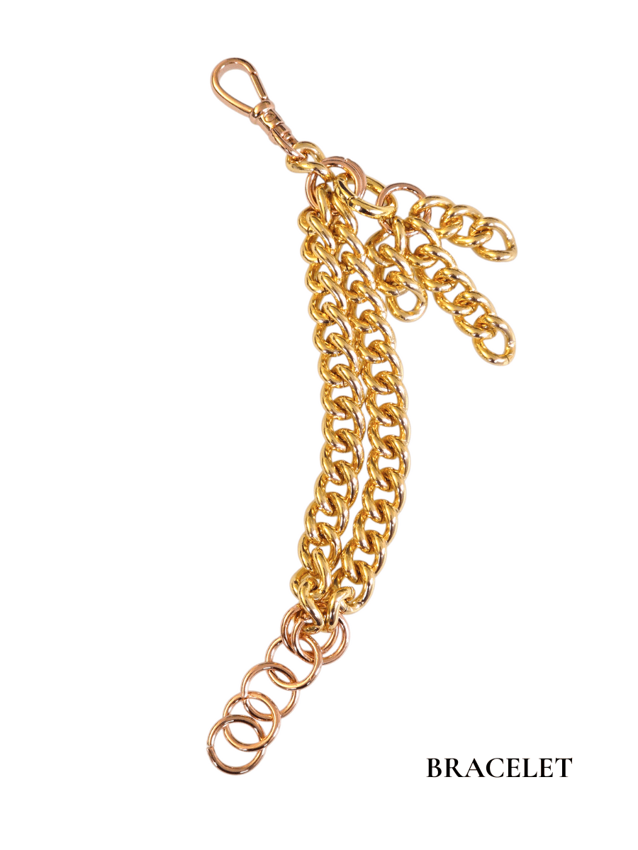 Gold chain bracelet on a white background