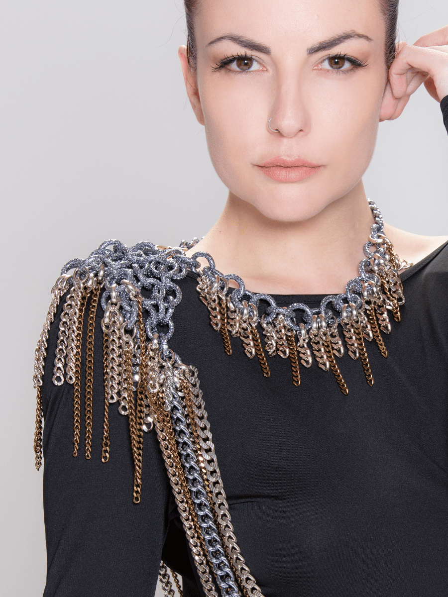 science fiction fringed shoulder pad