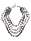 multistrand statement necklace in grey silver 