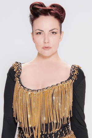 avant garde handmade chain top in gold for festival