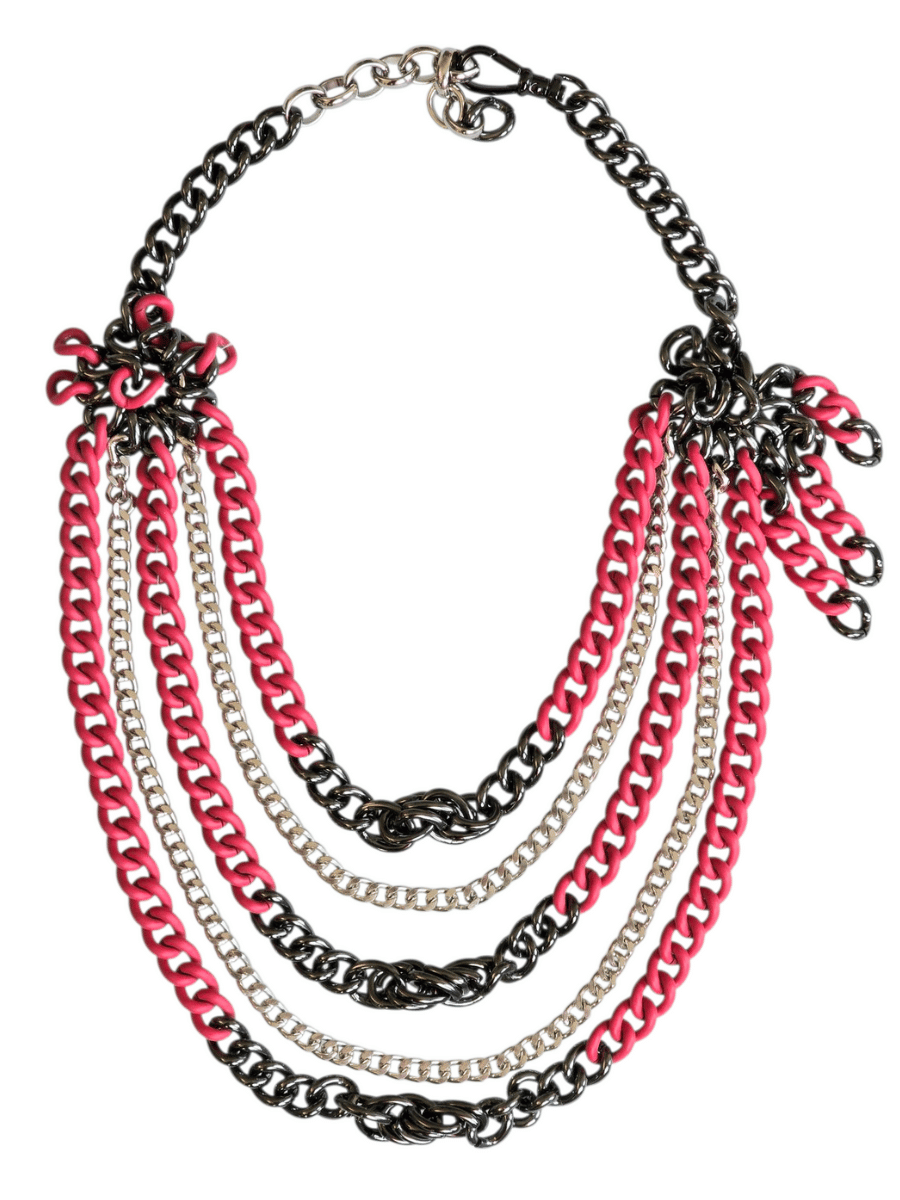 bib chain necklace coral pink for summer
