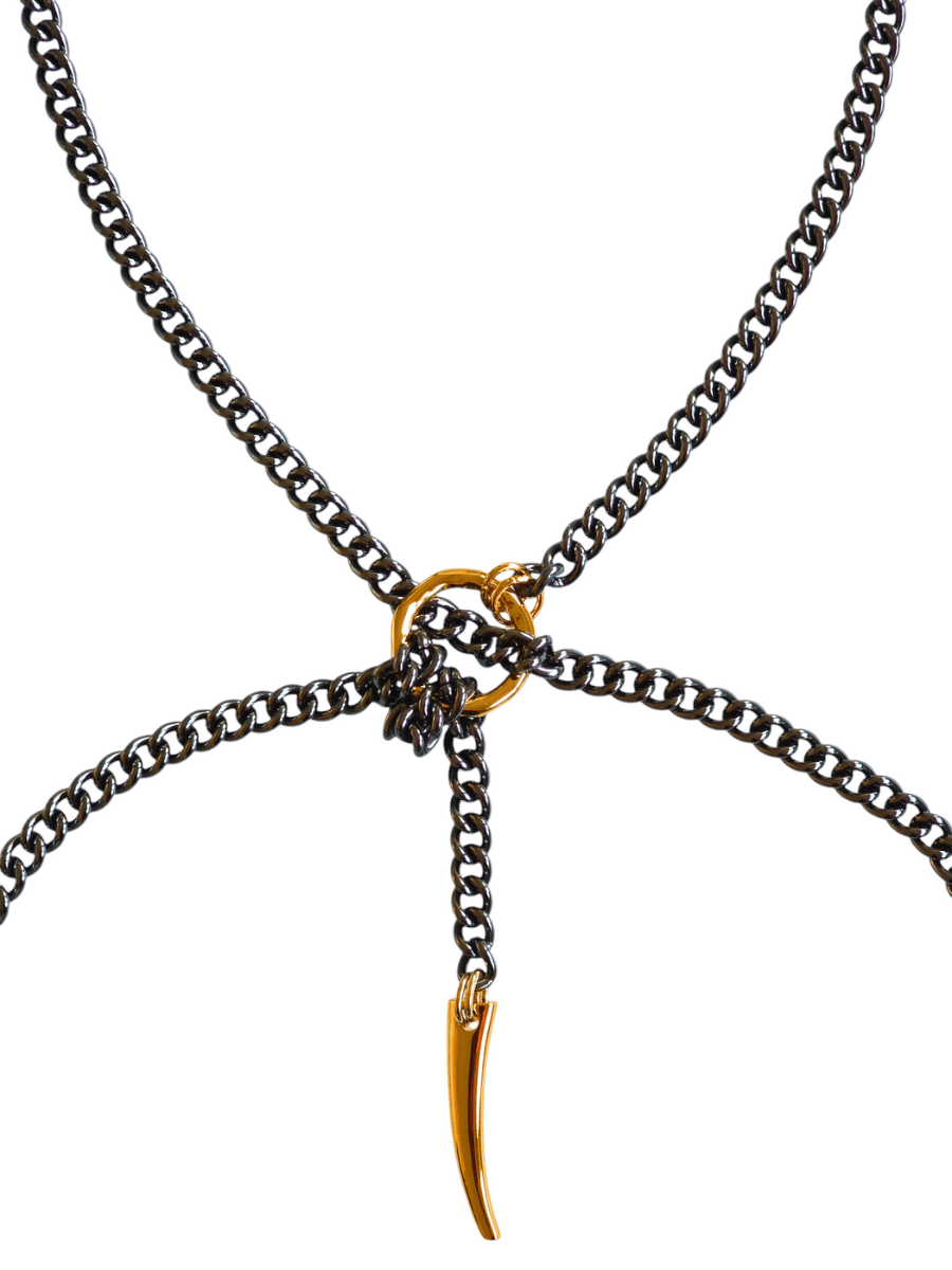 FORBIDDEN Body Chain gun metal gold