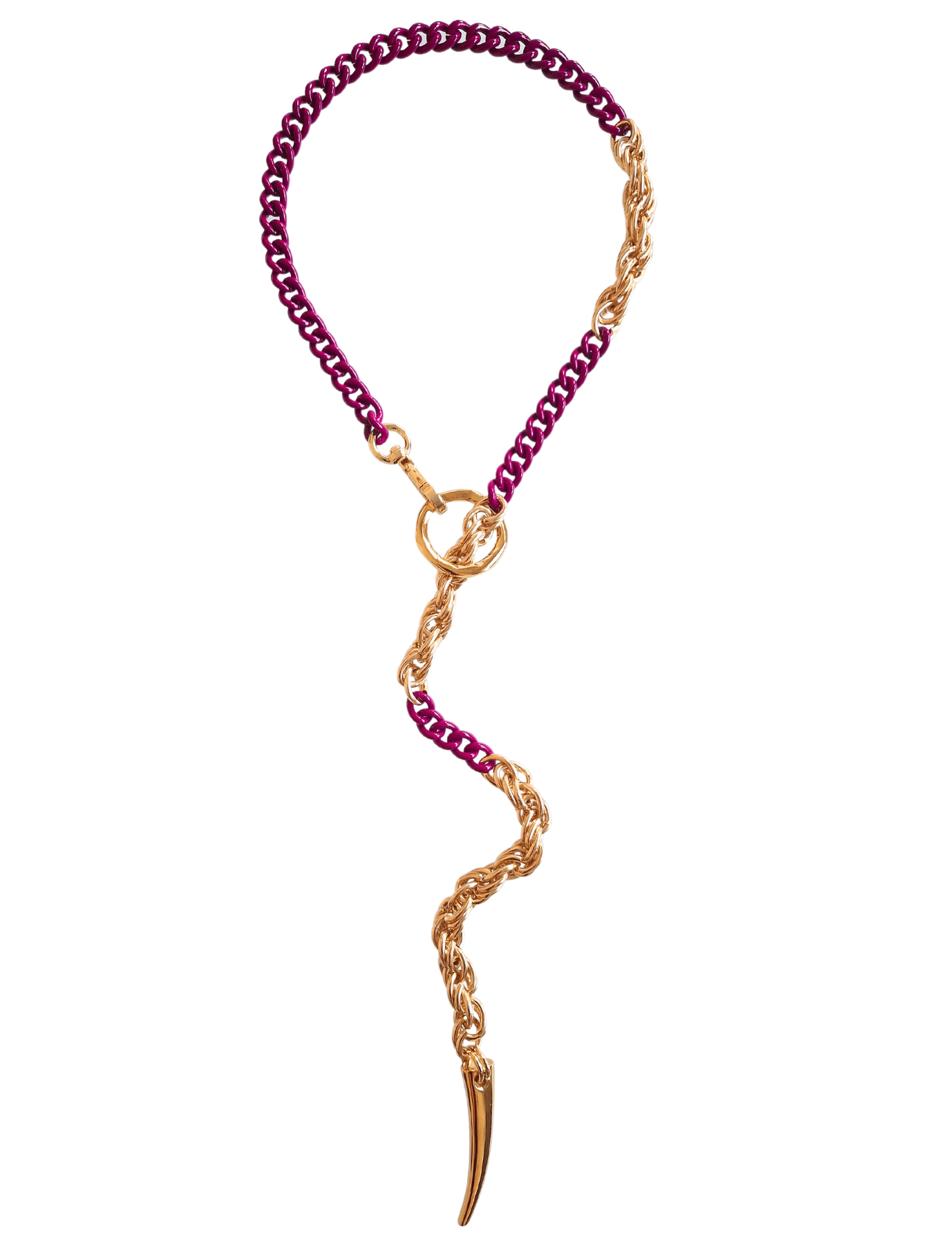 long chain necklace bicolot aubergine gold