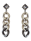 statement silver chain link earrings with crystal stud posts