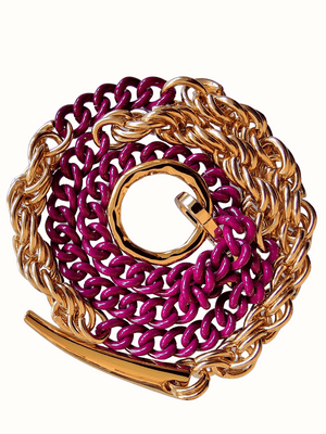 chunky chain necklace aubergine gold color spiral