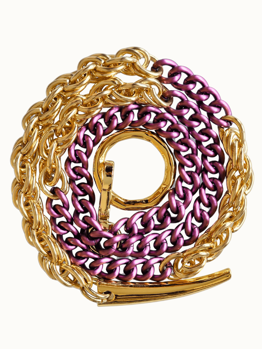 lilac gold chain necklace in spiral shape