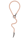 long y nude beige chain necklace with gunmetal elements