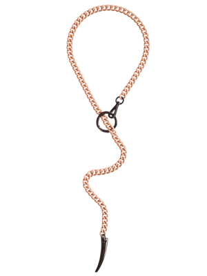 long y nude beige chain necklace with gunmetal elements