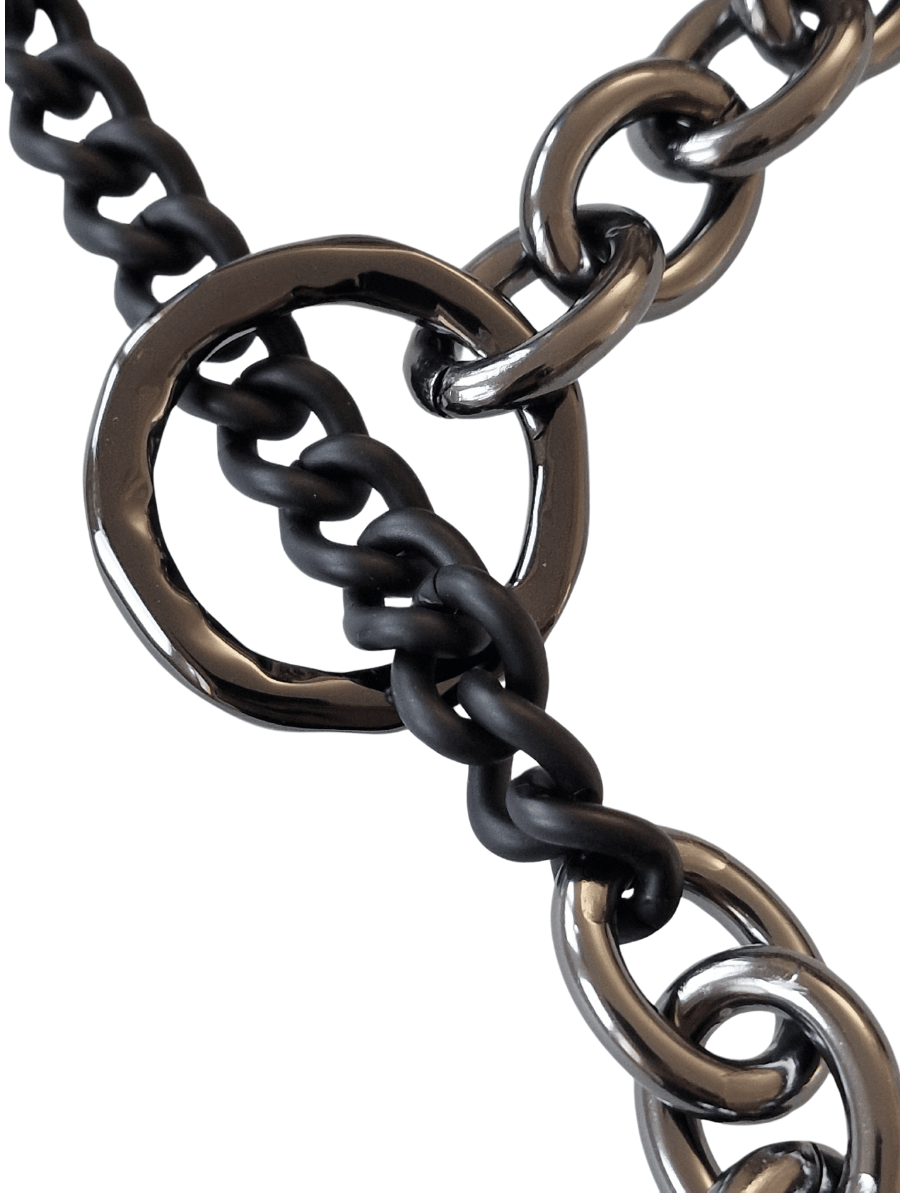 detail of chain necklace with O ring