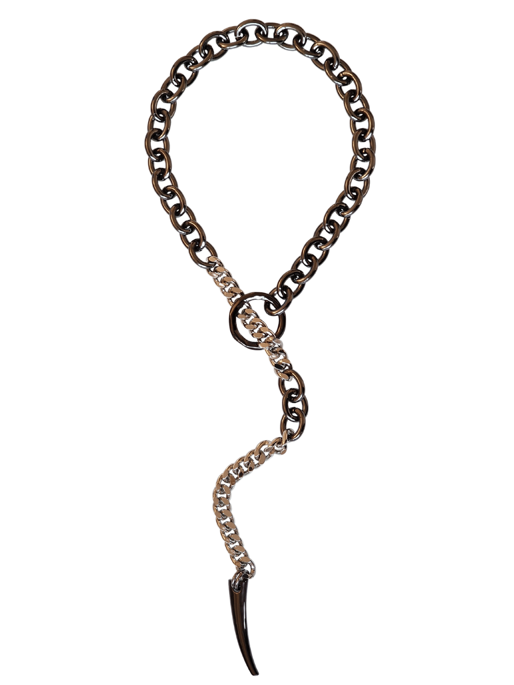 post apocalyptic chunky chain y necklace gunmetal