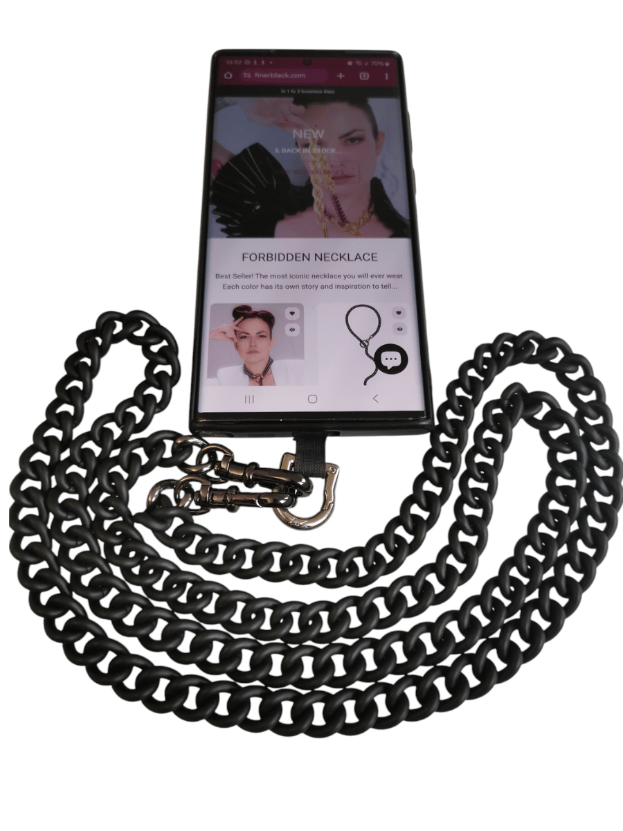 jet black phone chain