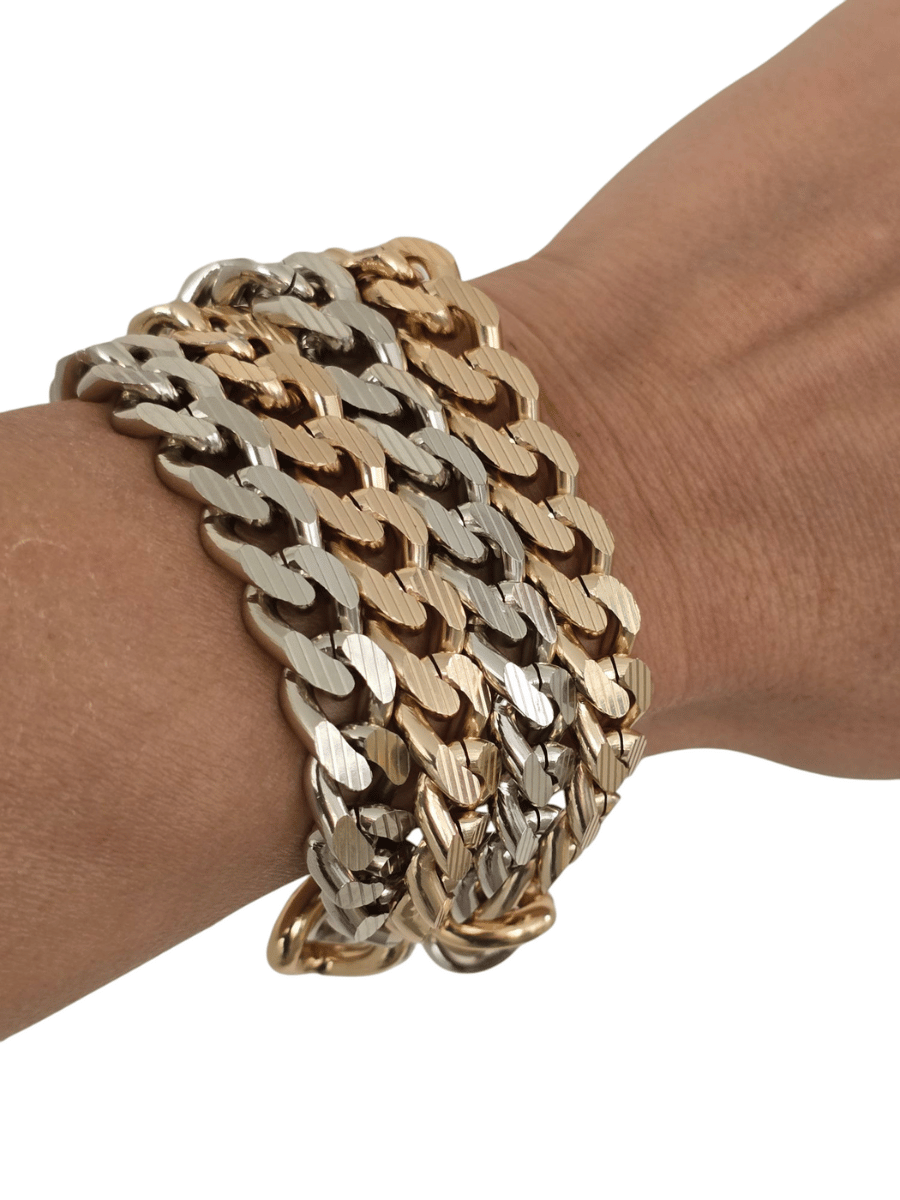 statement bicolor multistrand chain bracelet
