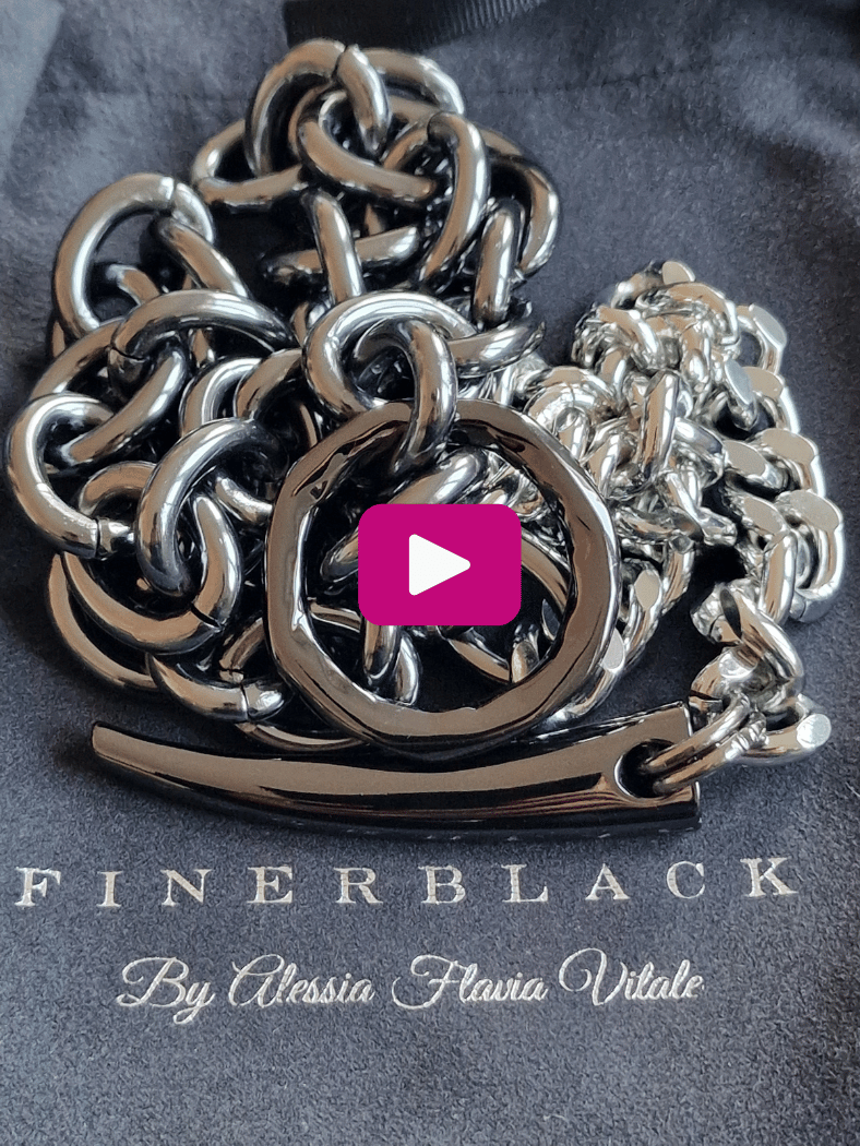 detail chain necklace gunmetal silver with o ring and spike video