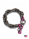 chain rope bracelet in metallic black with lialc elements 