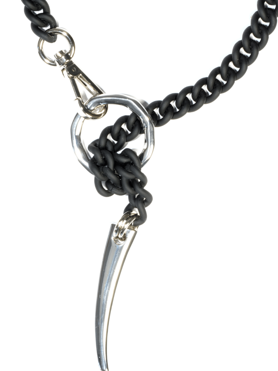 Mens Black Necklace, Chain Necklace with Long Leash - FINERBLACK