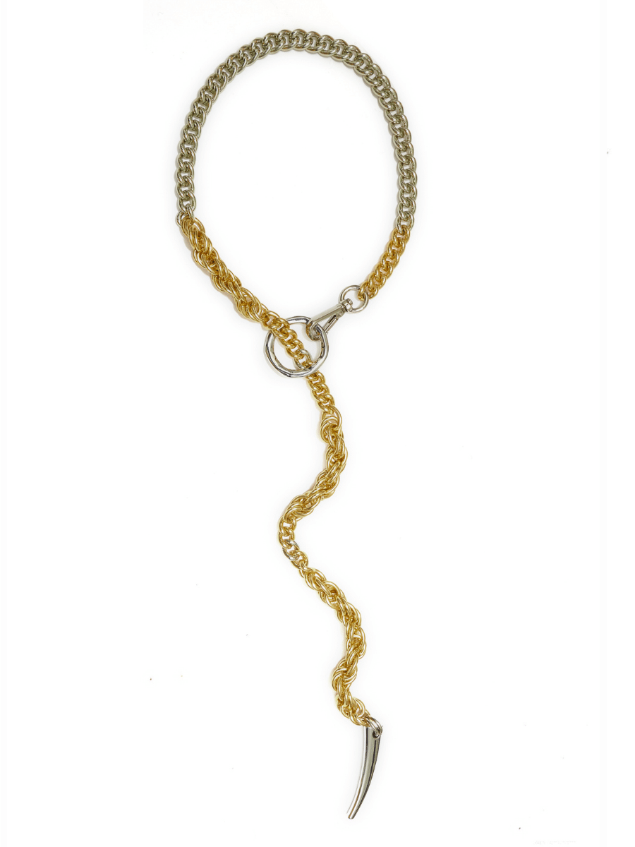 FORBIDDEN DELUXE Chain Y Necklace - Gold & Silver - Shop statement & Gothic jewelry for men & women online | Finerblack Jewelry