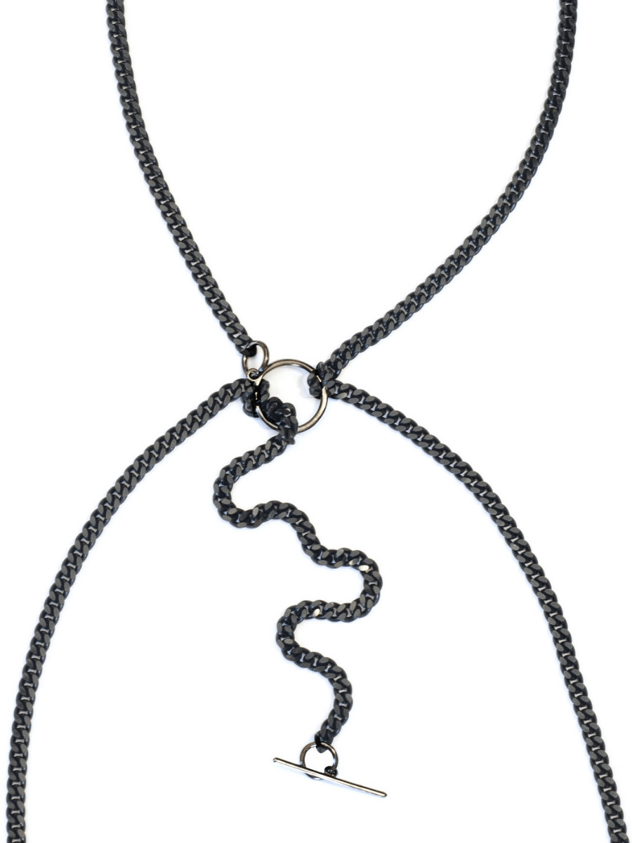Mens Black Necklace, Chain Necklace with Long Leash - FINERBLACK –  Finerblack Jewelry