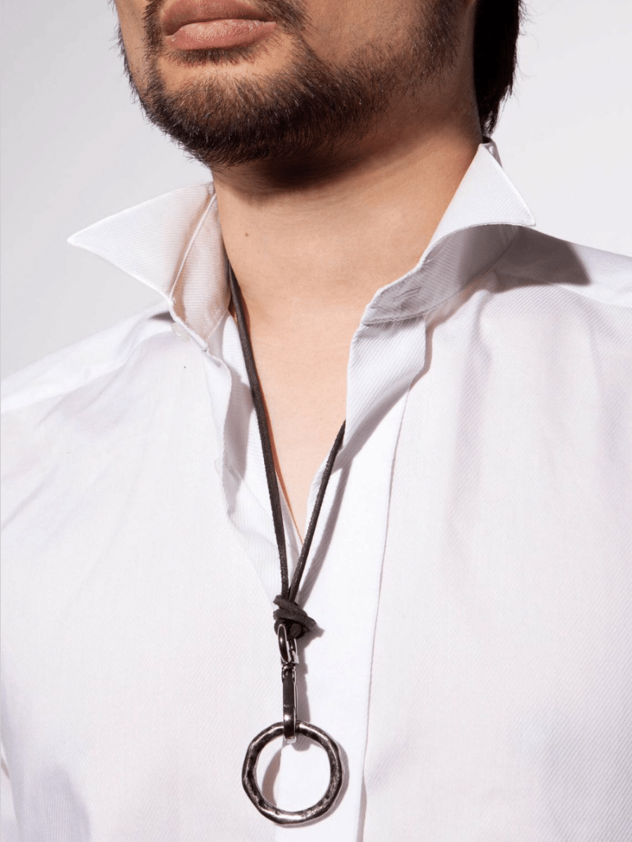 Leather mens necklaces and pendants online