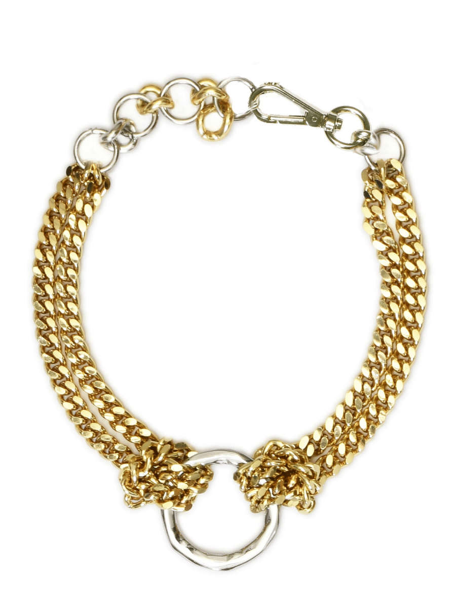 statement O ring chain choker bicolor gold silver