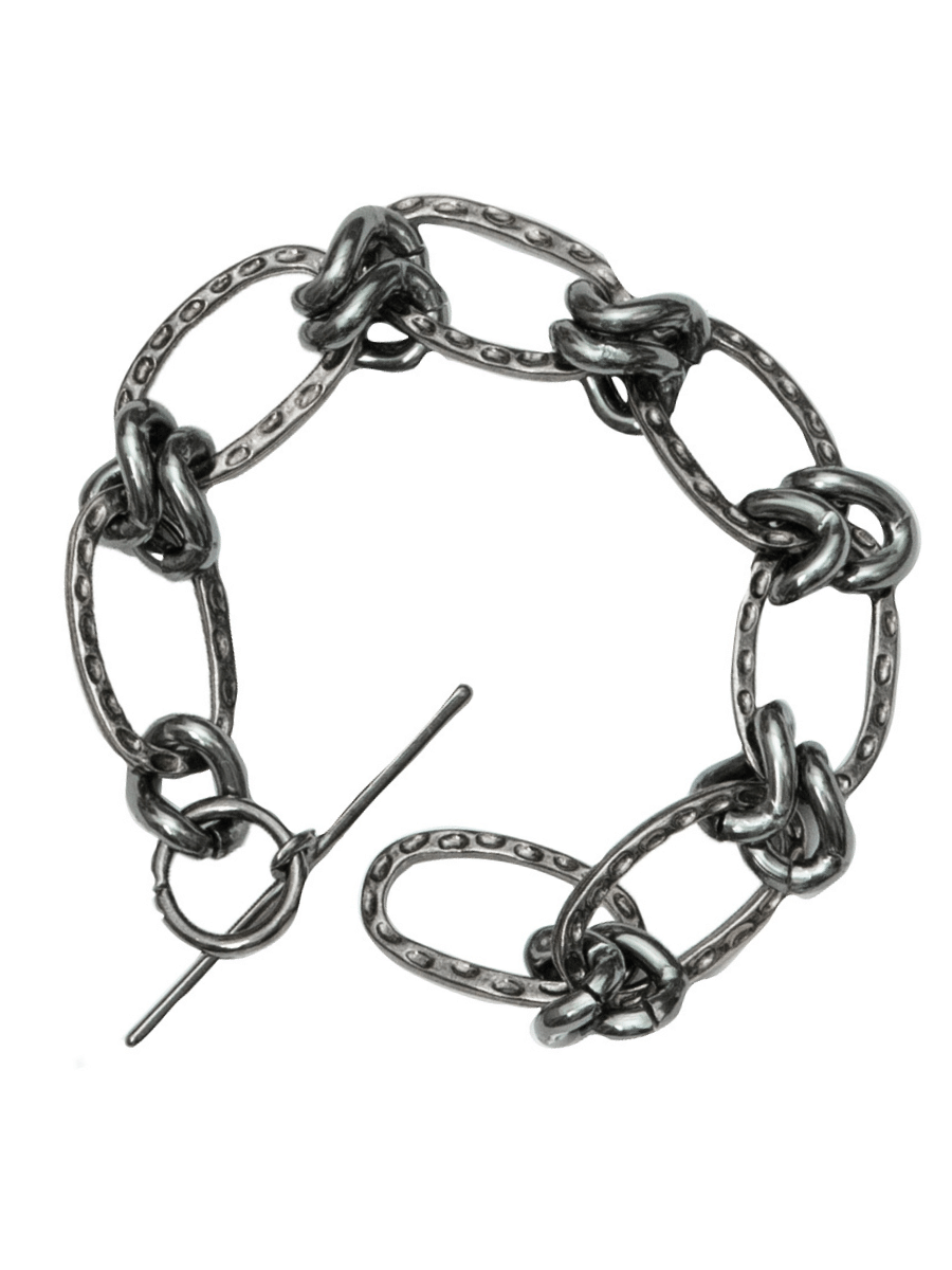 brutalist chunky chain bracelet with hammered ovals 