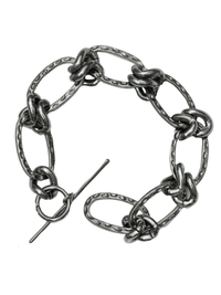 Thumbnail for brutalist chunky chain bracelet with hammered ovals 