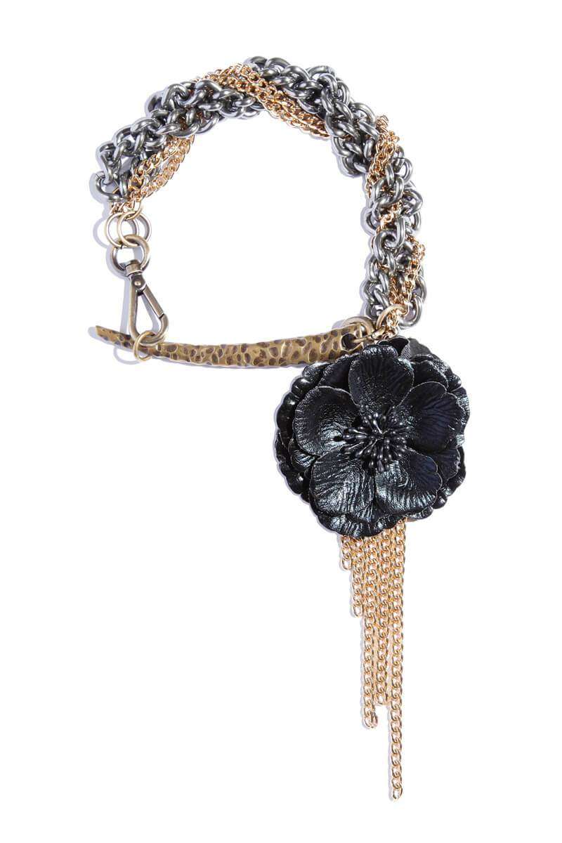 BALANCE Chain Clasp Choker - Black Flower - Shop statement & Gothic jewelry for men & women online | Finerblack Jewelry