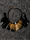 black leather bib collar necklace