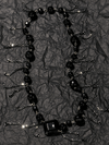 black beaded fringe statement necklace